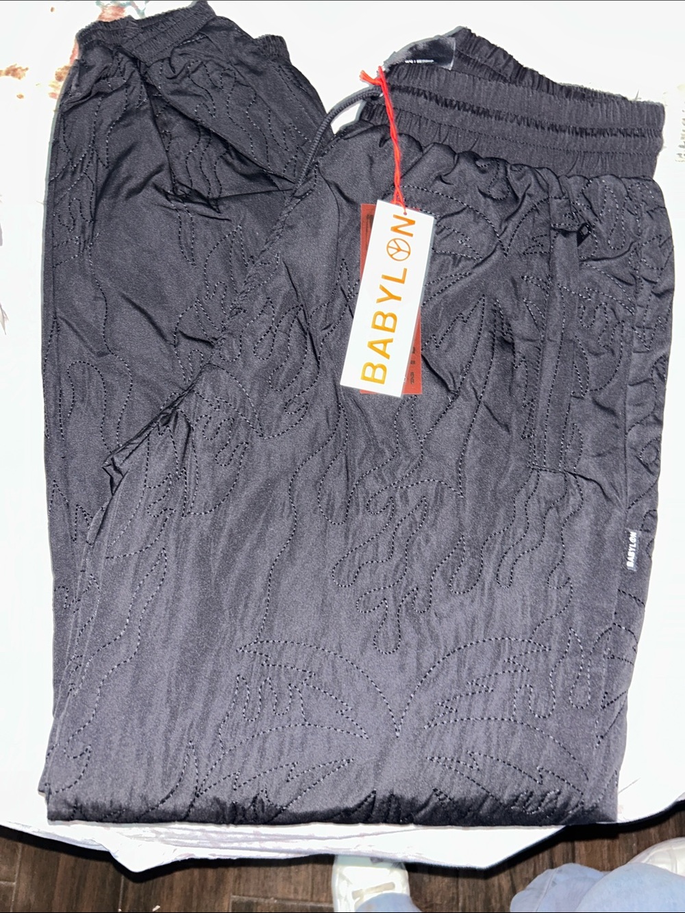 Men's Black Quilted Jogger Sweatpants